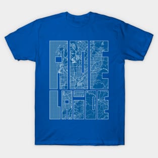 Adelaide, Australia Map Typography - Blueprint T-Shirt